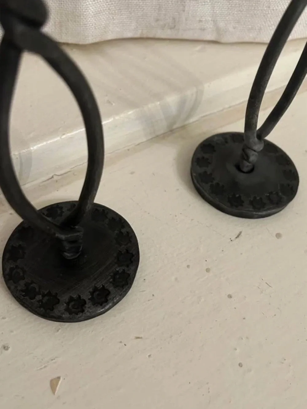 Black Metal Twist Candlestick Holders - Set of 2 Sculptural Accent